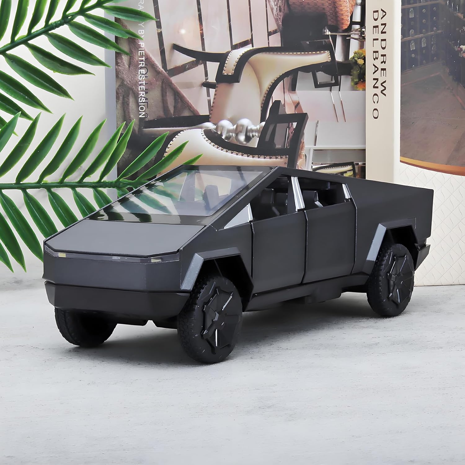 Tesla Cyber Truck Model Car Exclusive Alloy Metal Pull Back Die-cast Car Diecast Metal Toy car with Openable Doors & Light Music (Color as per Stock)