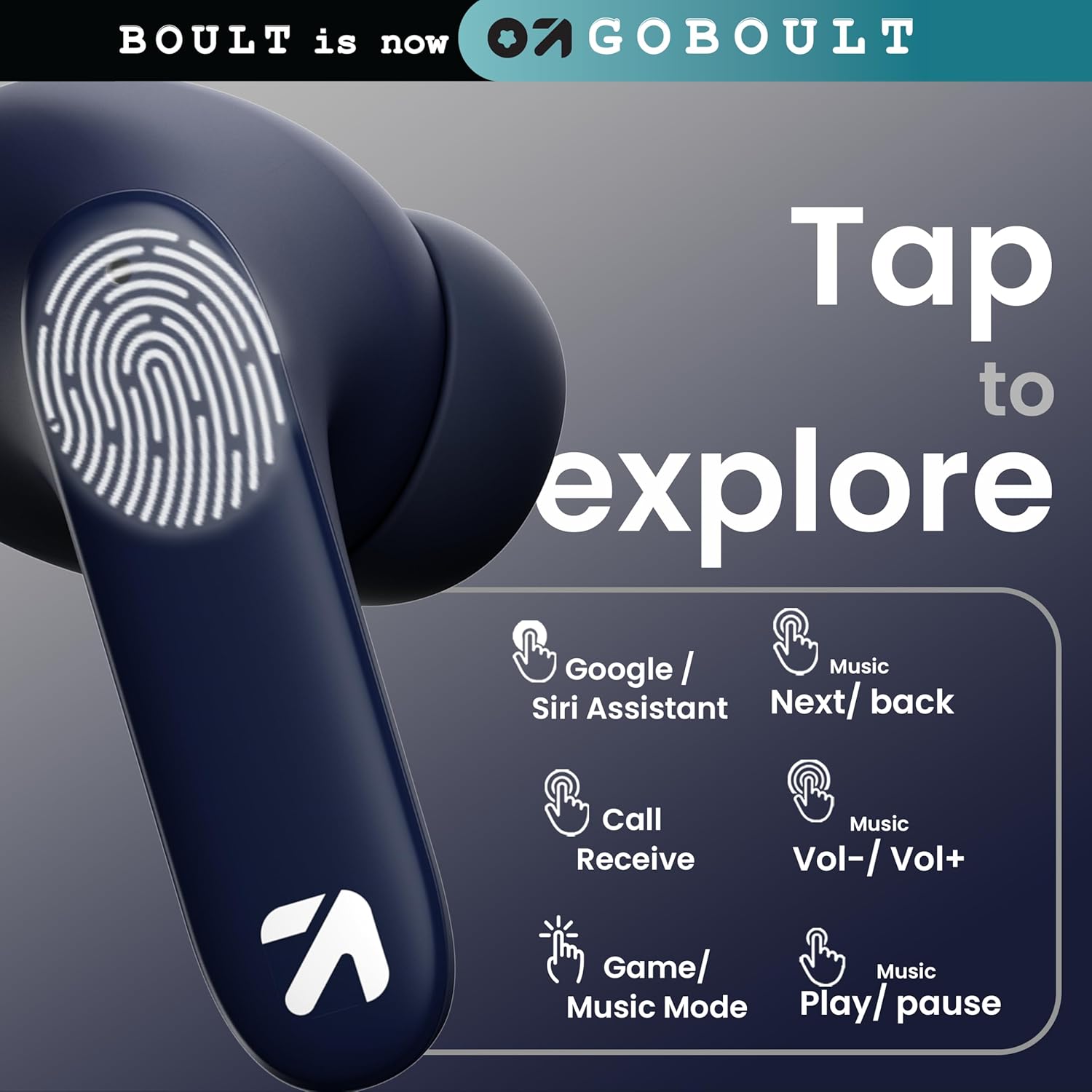 GOBOULT Z40 True Wireless in Ear Earbuds with 60H Playtime, Zen™ ENC Mic, Low Latency Gaming, Type-C Fast Charging, Made in India