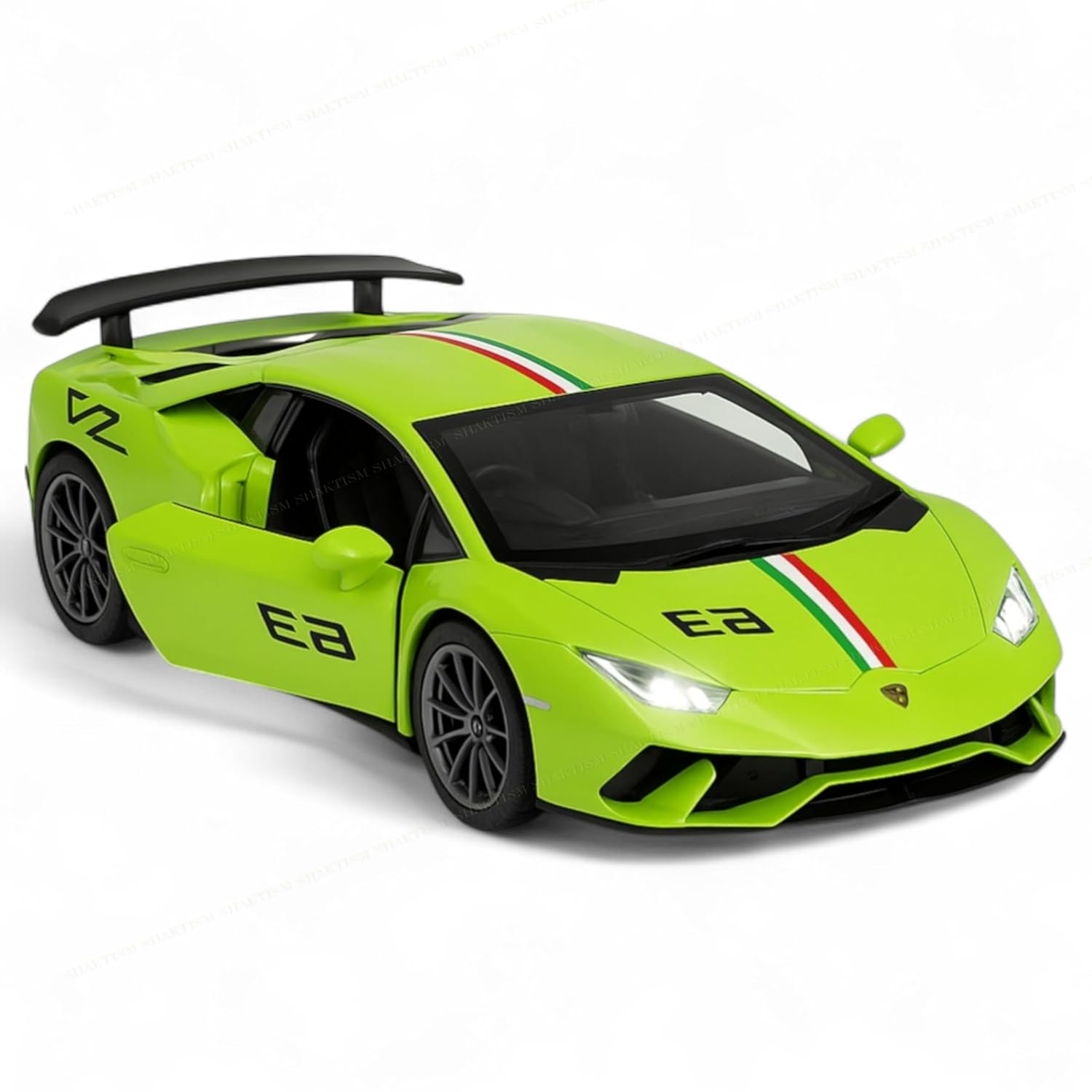 SHAKTISM Lamborghini Diecast Model Toy, 1:32 Scale with Sound & Lights Pull Back Collectible Vehicle Toy Door Opening Scale Car Model Birthday Gift for Boys Girls (Green-DieCast 63)